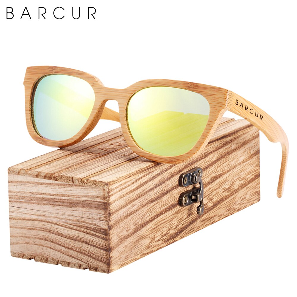 BARCUR Design Cat Eye Style Natural Wood Sunglasses Fashion Women Polarized Men Sun Glasses UV400 Protection - KiwisLove