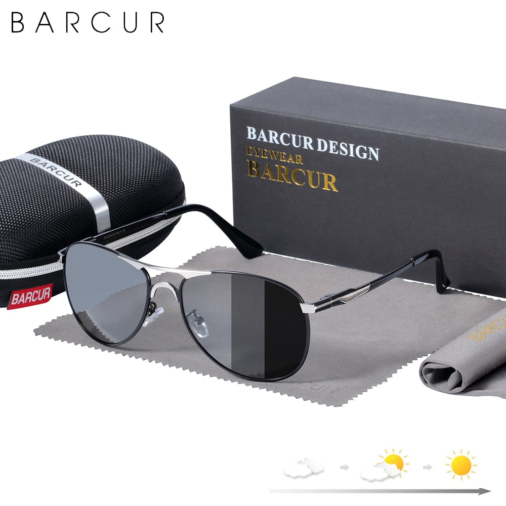 BARCUR Photochromic Sunglasses High Quality Men Brand Designer Polarized Sun Glasses Driving Mens Sun Glasses UV400 - KiwisLove