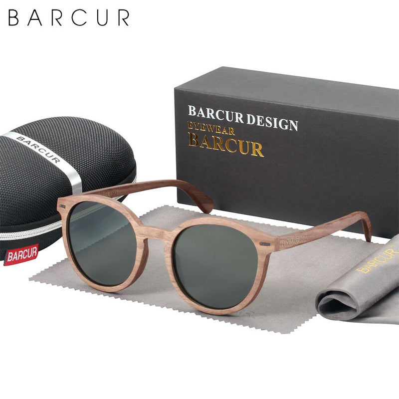 BARCUR Brand Deisgn Stylish Cat Eey Walnut Wood Sunglasses Polarized UV400 Men Women Sun glasses UV400 - KiwisLove