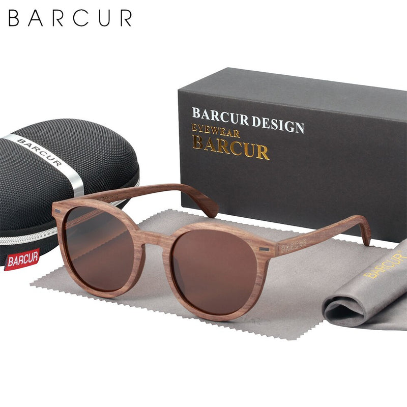 BARCUR Brand Deisgn Stylish Cat Eey Walnut Wood Sunglasses Polarized UV400 Men Women Sun glasses UV400 - KiwisLove