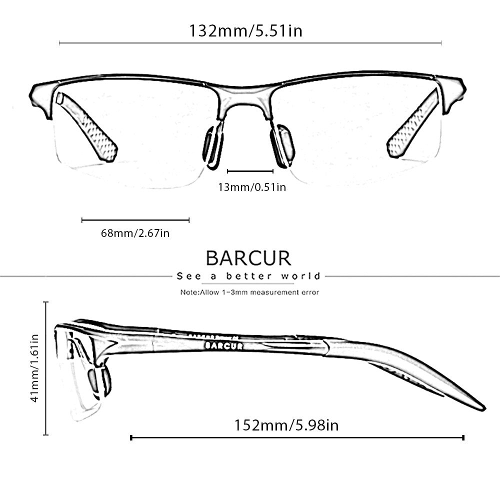 BARCUR Sport Classic Design Aluminum Sunglasses Men Women Polarized Anti-Reflective Photochromic Sun Glasses UV400 - KiwisLove