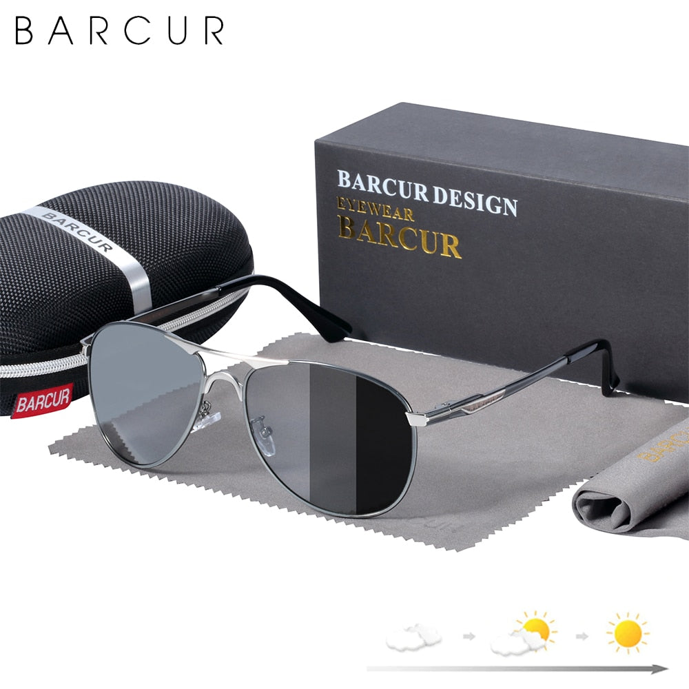 BARCUR Photochromic Sunglasses High Quality Men Brand Designer Polarized Sun Glasses Driving Mens Sun Glasses UV400 - KiwisLove