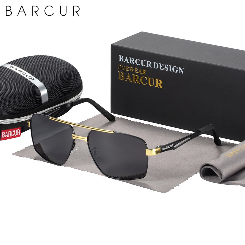 BARCUR Pilot Style Metal Frame Brand Sunglasses Men HD Polarized Women Shades Driving Sun Glasses Mirror UV400 - KiwisLove