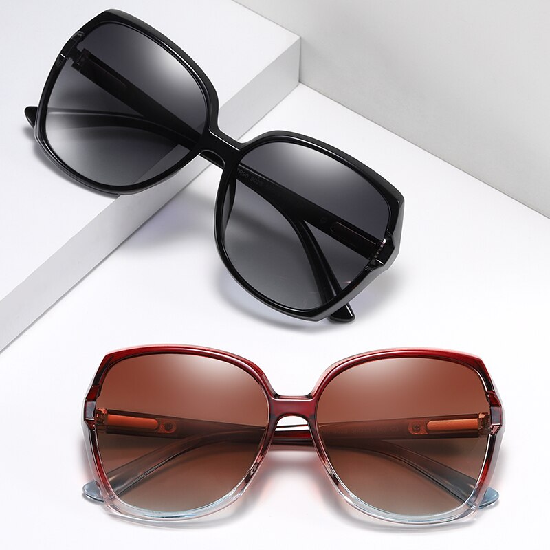 BARCUR Brand Oversize TR90 Sunglasses Women Polarized Sunglasses Ladies Shades With Gradient Lens UV400 Protection - KiwisLove
