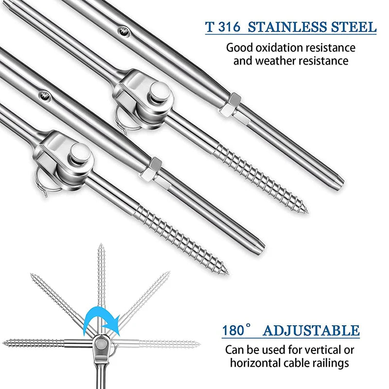24 Sets 316 Stainless Steel Cable Railing Kit For 3mm Wire Rope - KiwisLove