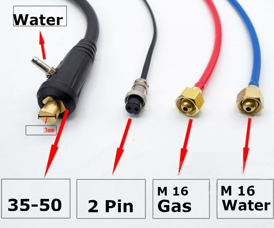 350A WP18 Water Cooled TIG Welding Torch 4m - KiwisLove