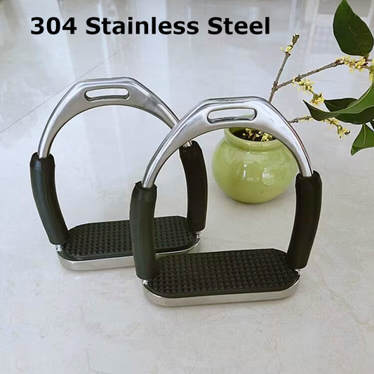 1Pair Saddle Pedals Fence Stirrup Horse Riding Safety Flexible Anti-Slip Racing Stainless Steel Stirrups Supplies - KiwisLove