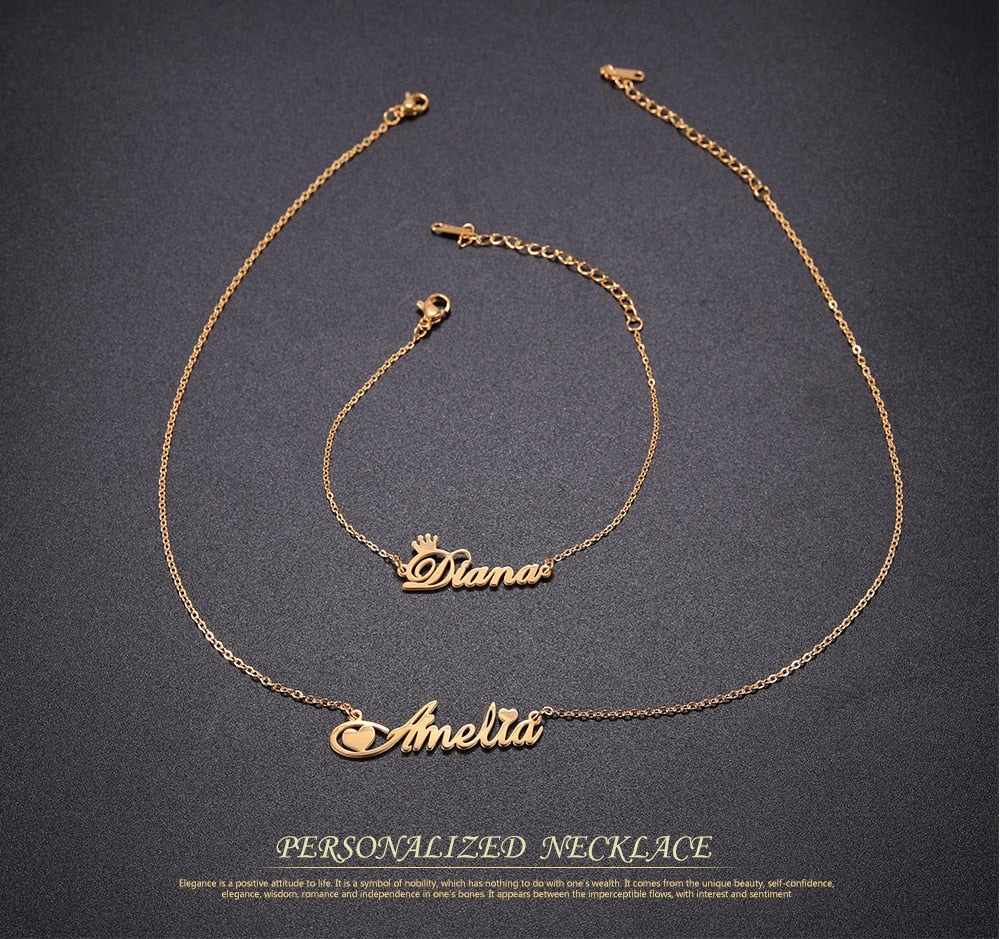 Custom Name Necklace Women Personalized Nameplate Birthday Gift Lady - KiwisLove