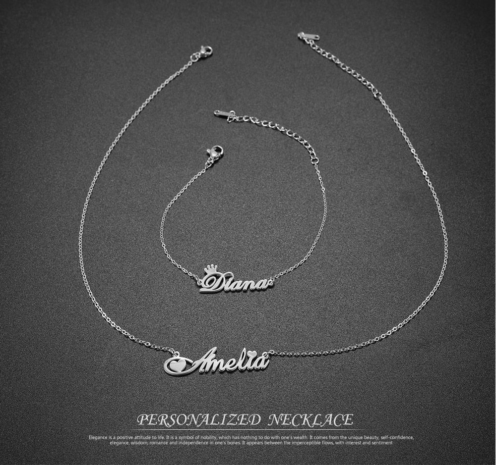 Custom Name Necklace Women Personalized Nameplate Birthday Gift Lady - KiwisLove