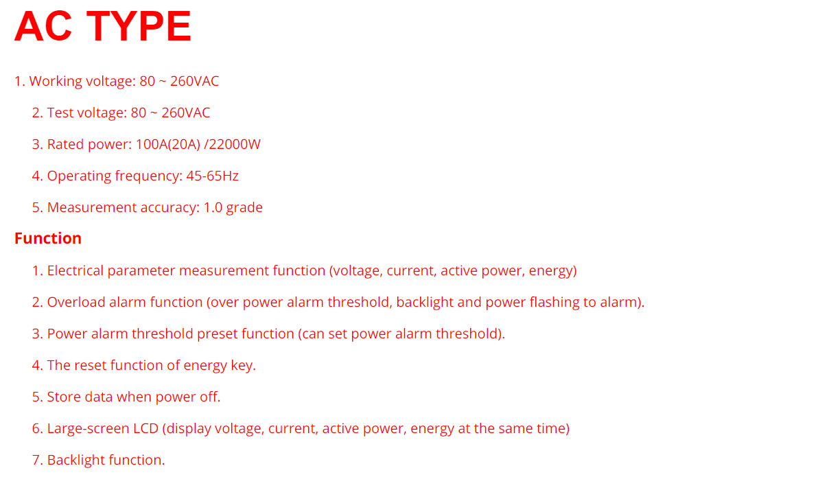 Digital LED Display Voltmeter Ammeter Wattmeter Power Energy Meter - KiwisLove