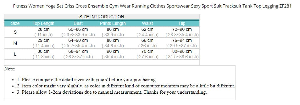 Fitness Women Yoga Set Criss Cross Ensemble Gym Running Tracksuit Tank Top Legging - KiwisLove