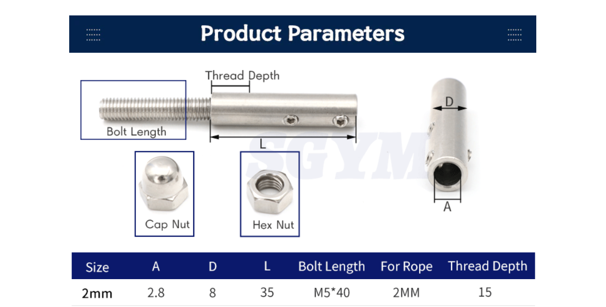 10pcs 2mm h Wire Rope Threaded Stud Tension End Fitting - KiwisLove