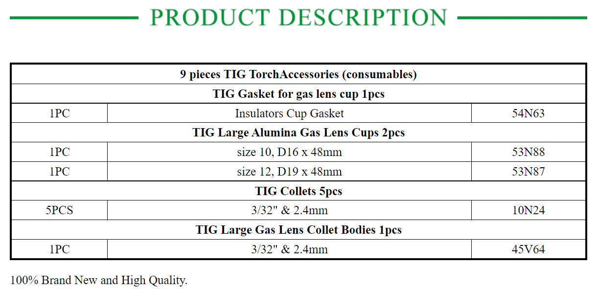 9Pcs TIG Welding Torch Large Long Gas Lens & Alumina Cup - KiwisLove
