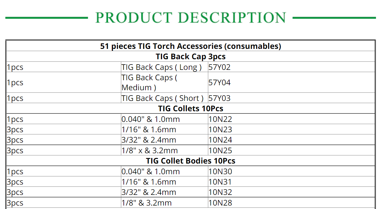 51Pcs TIG Welding Torch Gas Lens For WP17 WP18 WP26 TIG - KiwisLove