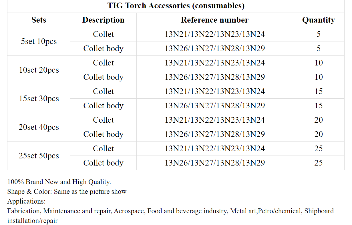 TIG Collet And Collet Body For TIG WP9 20 25 Torch - KiwisLove