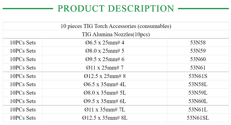 10PCs Alumina Nozzles For TIG WP9/17/18/20/26 - KiwisLove