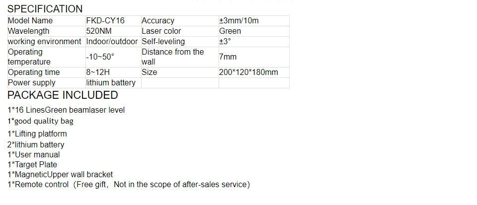 Fukuda 16 Line 4D laser level 360 Vertical Horizontal Osram Beam - KiwisLove