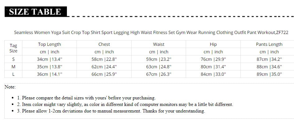 Seamless Women Yoga set Crop Top Shirt Legging High Waist Fitness Gym Wear Running - KiwisLove