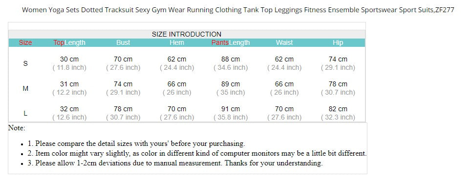 Women Yoga Set Dotted Tracksuit Gym Wear Running Tank Top Leggings Fitness Ensemble - KiwisLove