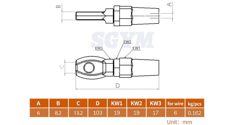 2pcs Cable Railing  Swageless Eye Terminal Tension for 6mm Wire Cable - KiwisLove