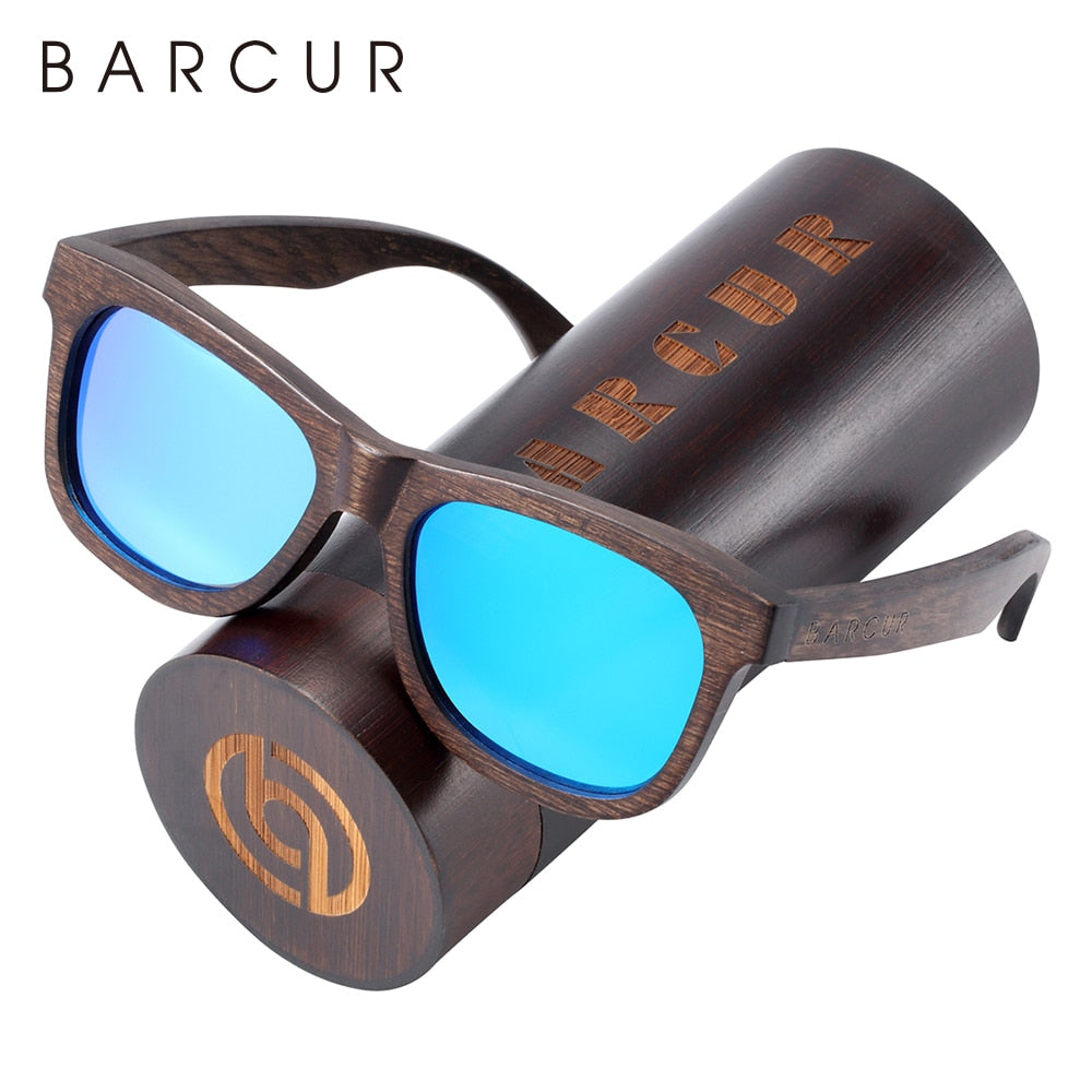 BARCUR Natural Wooden Sunglasses for Men Polarized Sunglasses Wood Oculos De Sol Feminino Frete Gratis - KiwisLove