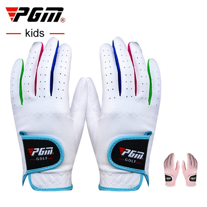 PGM Boys Girls Outdoor Sport Cloth Golf Gloves Breathable Anti-slipping Gloves 1 Pair 2 Color White Pink for Child ST010 - KiwisLove