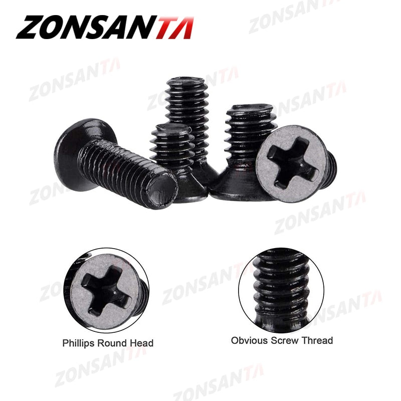 ZONSANTA 500Pcs M2 M2.5 M3 Screw Flat Head Phillips Machine Screws Laptop Notebook Screws Set Kit computer small Black Bolts - KiwisLove