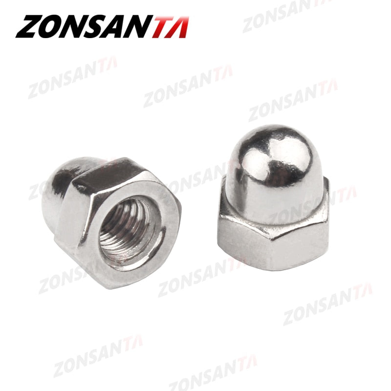 ZONSANTA Acorn Nuts M3 M4 M5 M6 M8 M10 M12 M14 M16 304 Stainless Steel Decorative Cap Blind Nuts Caps Covers Hex Dome Acorn Nut - KiwisLove
