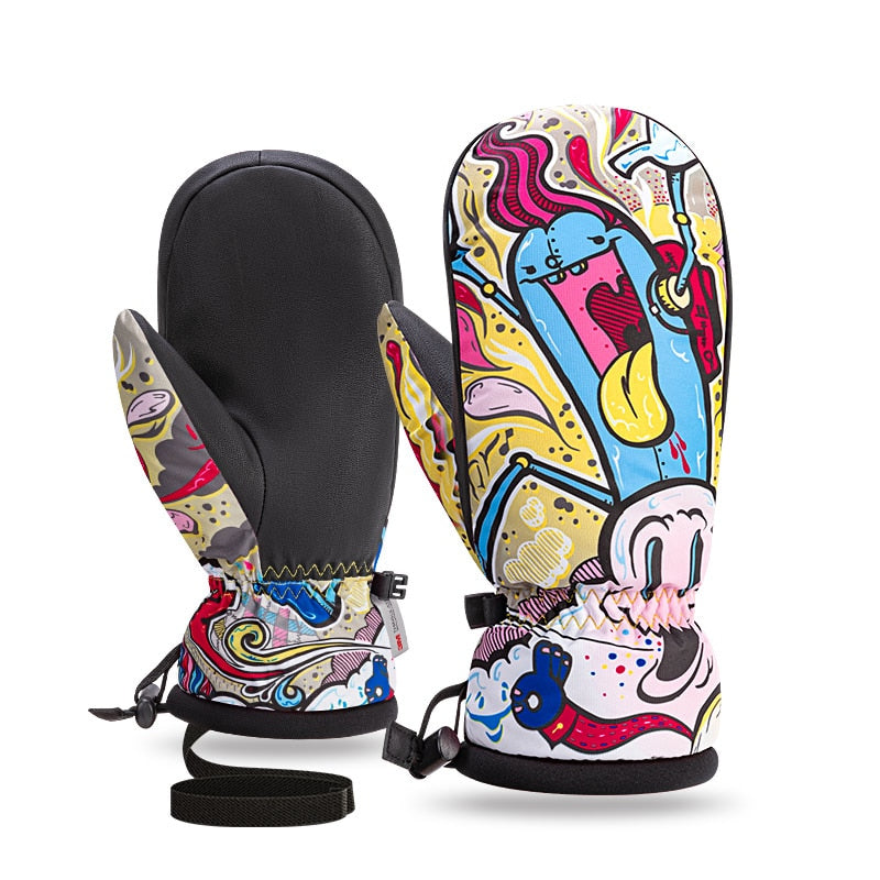 COPOZZ -30℃ Thicken Adult Teen Professional Snowboarding Ski Gloves Windproof Winter Warm Thermal Snow Mittens Skiing Snowmobile - KiwisLove