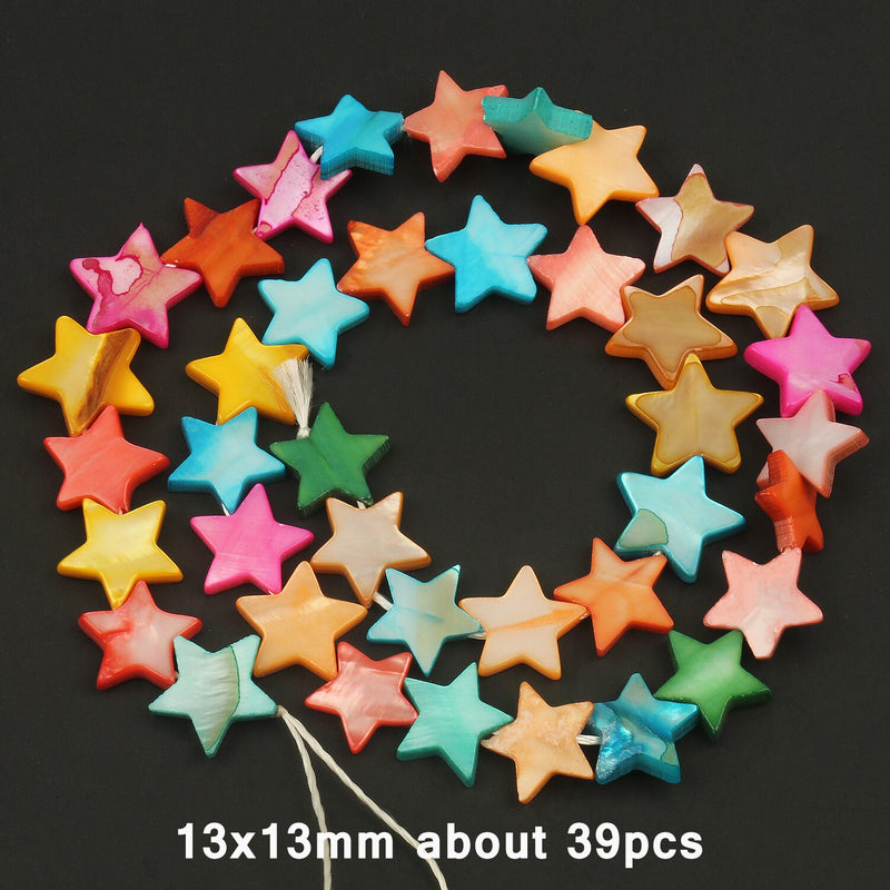 Natural Shell Beads Multicolor Mother of Pearl Love Star Cross Loose Spacer Beads for Jewelry Making DIY Bracelet Accessories - KiwisLove