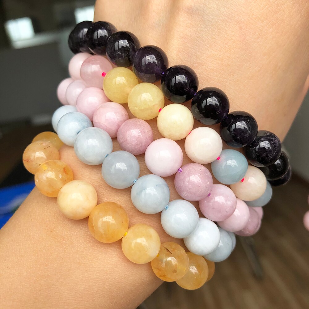 Round Amethysts Morganite Opal Aquamarines Stone Beads 6 8 10mm Loose Spacer Beads for Jewelry Making DIY Bracelet Accessories - KiwisLove