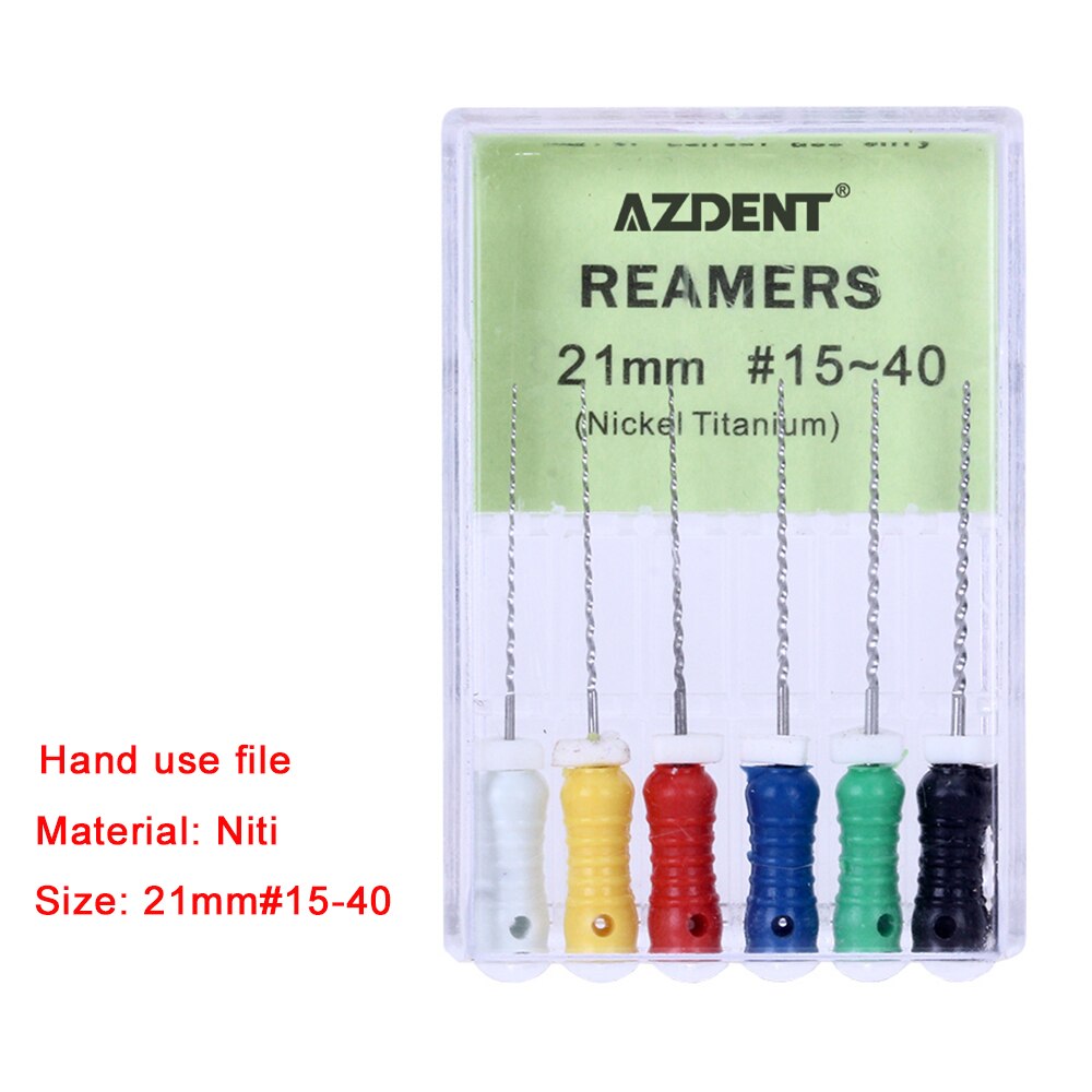 AZDENT 6pcs/Pack Dental Niti 21mm/25mm #15-40 Endodontic Root Canal Files Hand Use Reamers / H / K File Dentist Tools - KiwisLove
