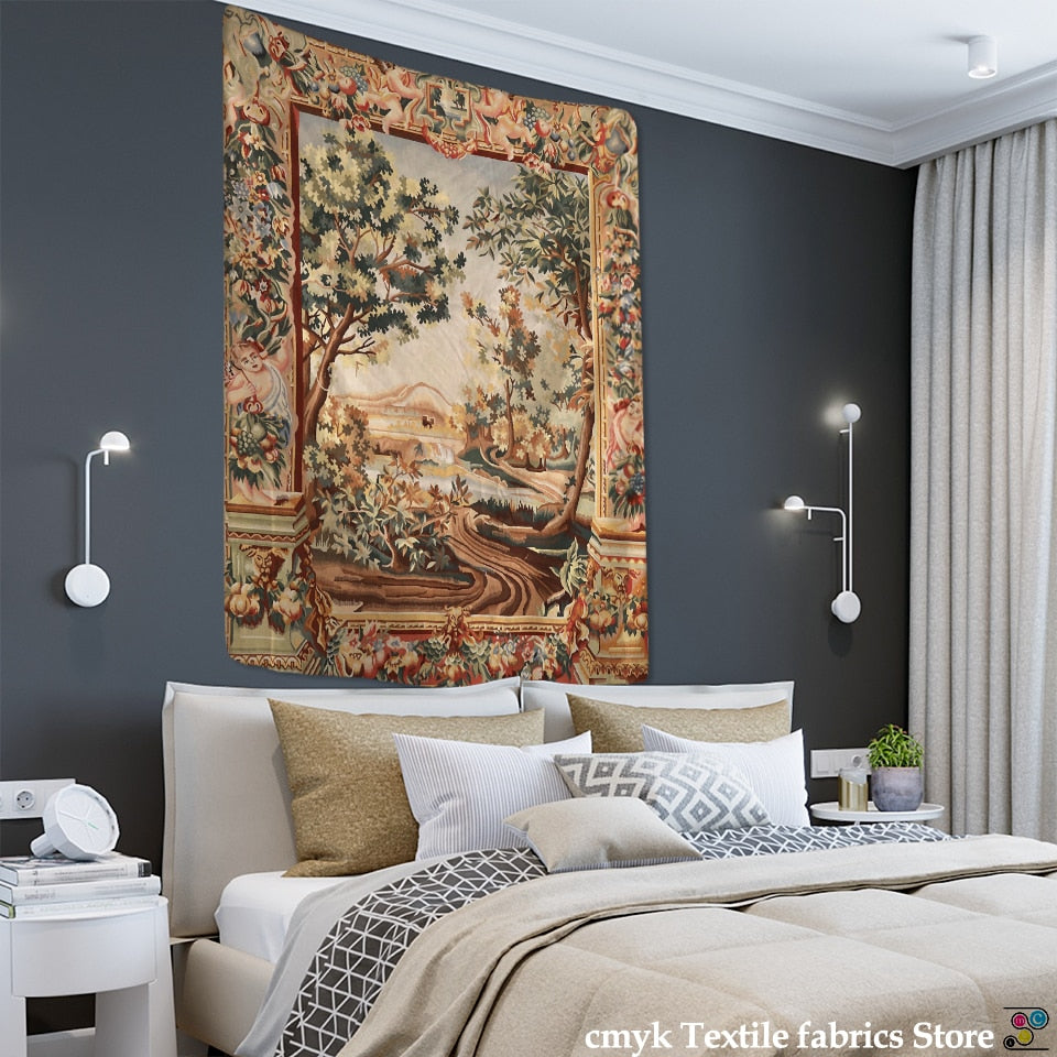 Abstract Floral Tapestry Pumpkin Lamp Night Sky Art Wall Hanging Living Room Bedroom Home Dormitory Decor - KiwisLove