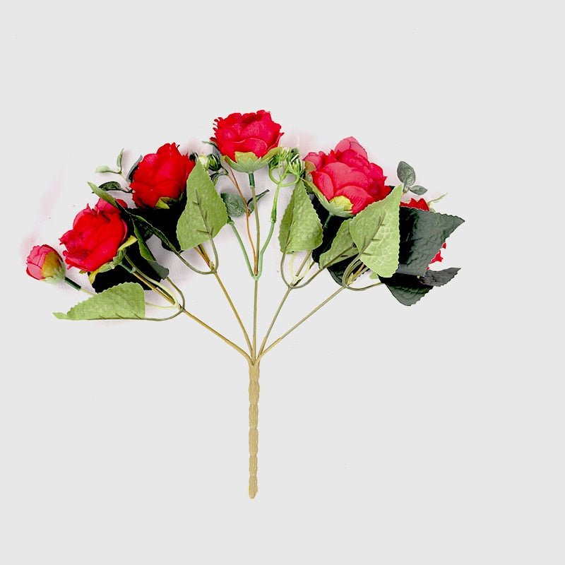 1 Bouquet 9 heads Artificial Flowers Peony Tea Rose Autumn Silk Fake Flowers for DIY Living Room Home Garden Wedding Decoration - KiwisLove