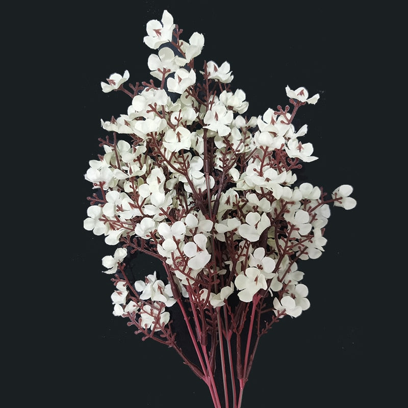 Silk Gypsophila Artificial Flowers for Decoration Home Plastic Stem Bride Wedding Bouquet Mariage Cherry Blossom Fake Flower DIY - KiwisLove