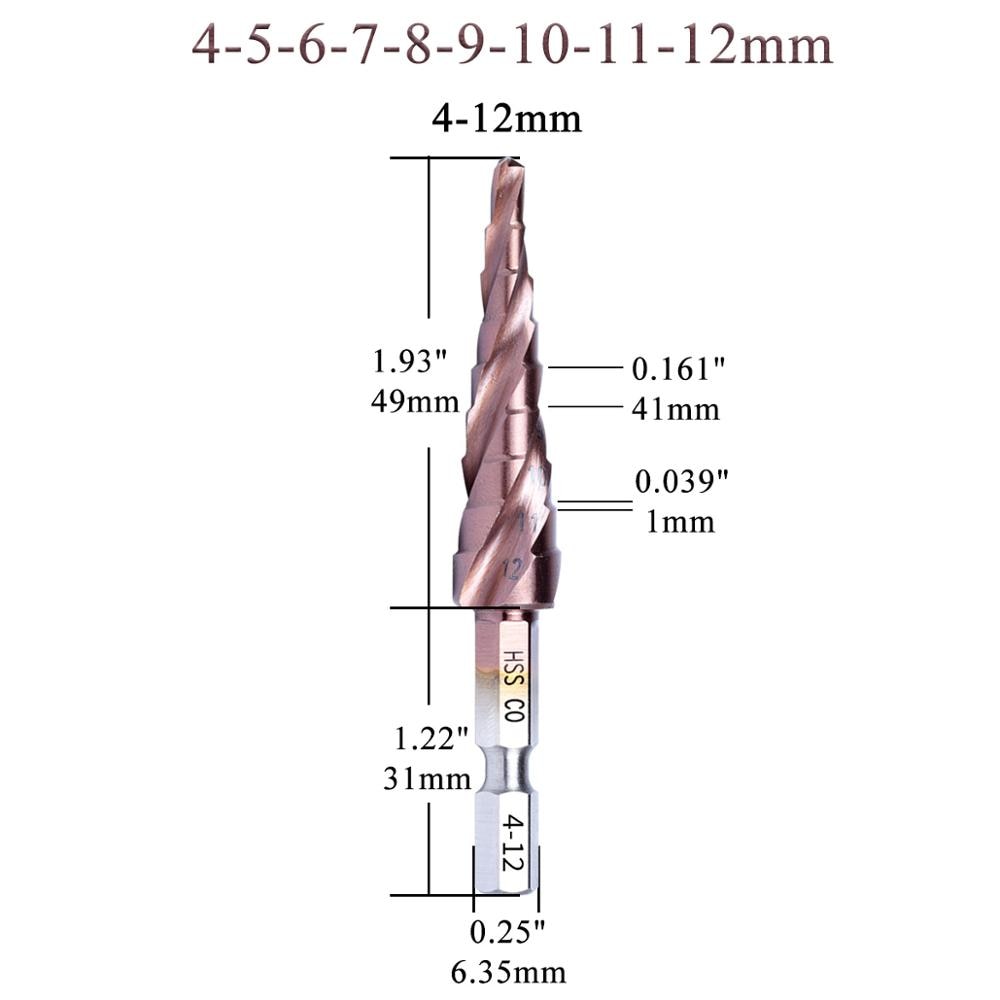 M35 5% Cobalt HSS Step Drill Bit HSS CO HSSCO High-Speed Steel Cone Hex Shank Metal Drill Bits Tool Set Hole Cutter For Stainles - KiwisLove