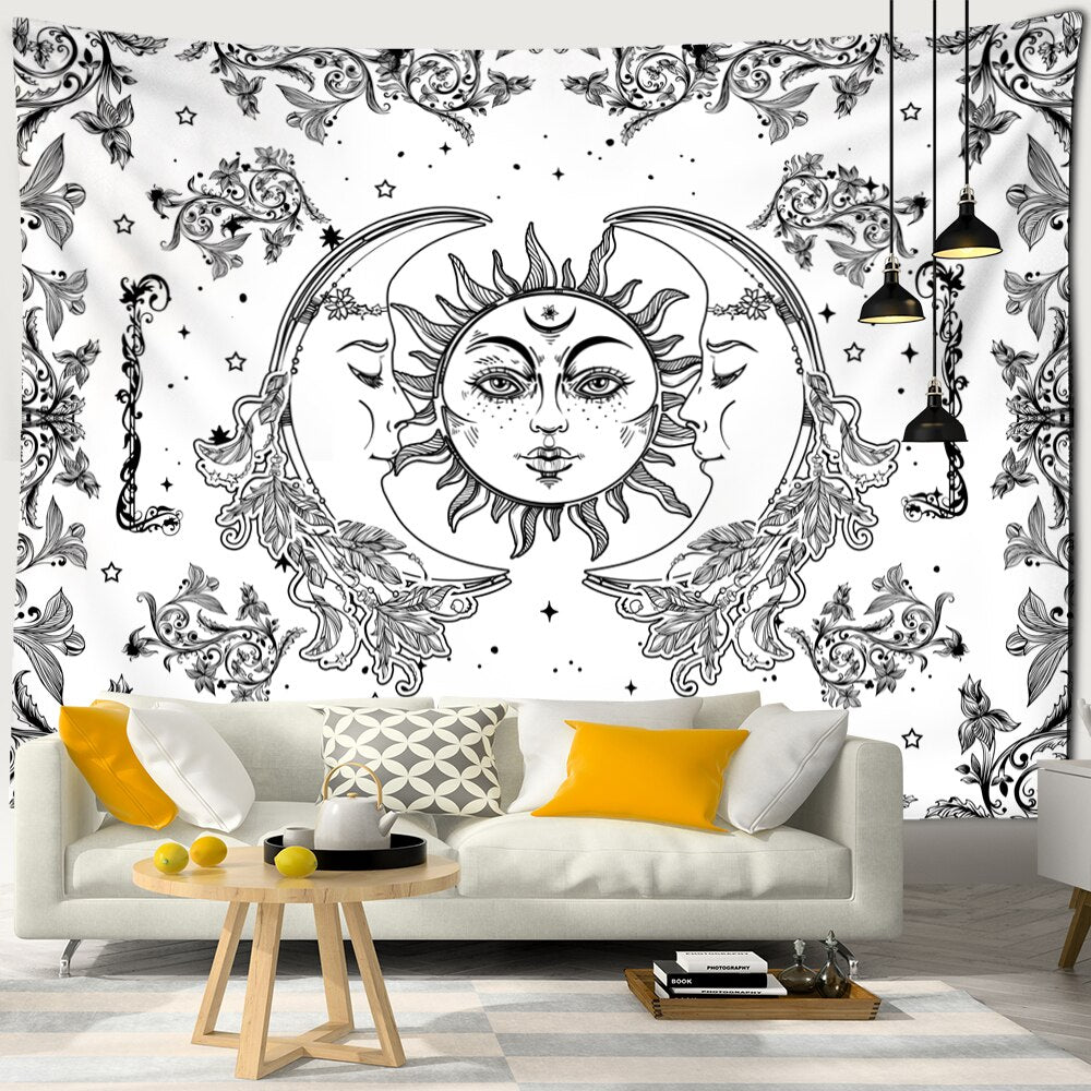 Colorful Sun Moon Tapestry Universe Psychedelic Witchcraft Hippie Tapiz Wall Hanging Room Home Decor - KiwisLove