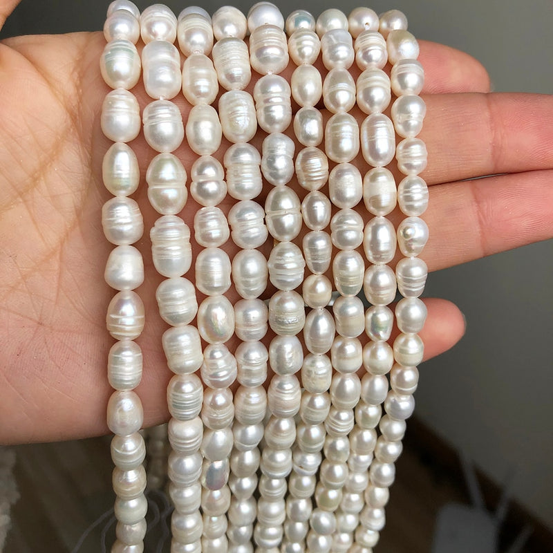 White Freshwater Pearl Beads Rice Shape Loose Spacer Pearls Beads For DIY Women Handmade Bracelet Charms Accessories 15&#39;&#39;inches