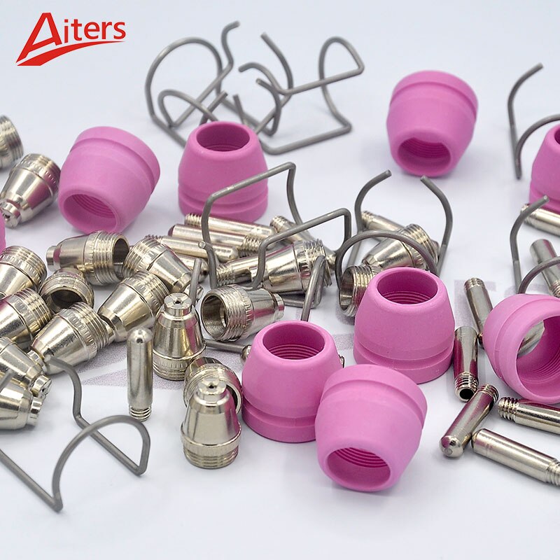 60PCS Air Plasma CUtting Torch·Accessories Ceramic Shield Nozzles Cup Electrode and Spring Guide Ring for AG60/SG55 WSD60 - KiwisLove