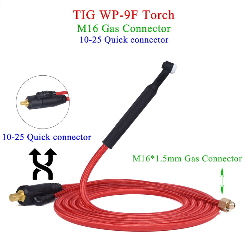 4M/13ft 7.8M/25.6ft WP9F 9FV TIG Welding Torch Soft Hose Cable Wires M16*1.5mm Gas Connector DKJ 10-25 35-50 Power Connector - KiwisLove