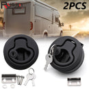 2Pcs Round Plastic Locking Lift Handle Flush Pull Latches For RV Yacht Marine Boat Round Deck Hatches With keys Black - KiwisLove