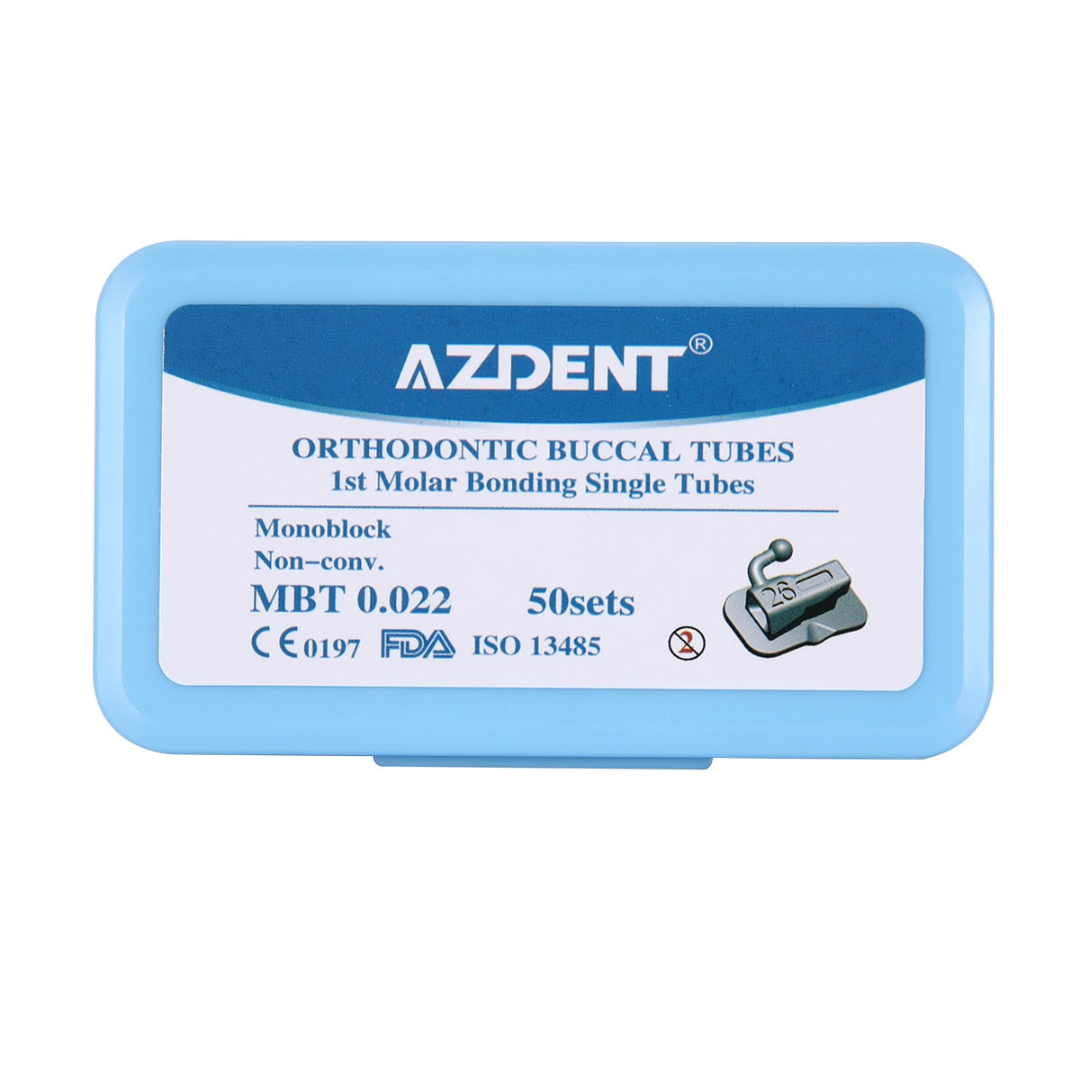 4Pcs/Set  20Sets=80Pcs AZDENT Dental Orthodontic Buccal Tubes 1st Molar Bondable Monoblock Non-Convertible Single Roth MBT 0.022 - KiwisLove