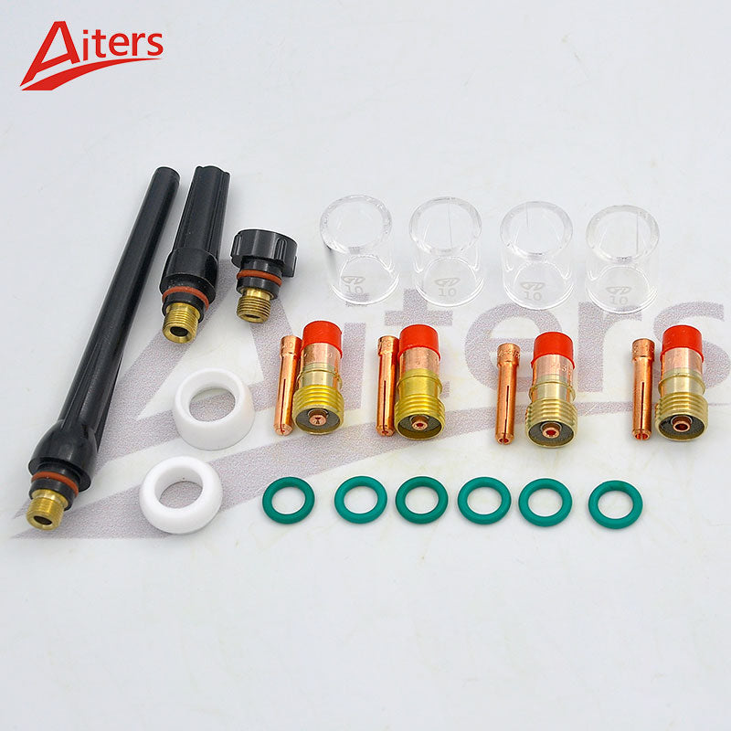 TIG Welding Torch Pyrex Glass Cup kit Gas Lens and Collet Accessories 23Pcs For WP17/18/26 Welding Kit TIG Torch Consumables - KiwisLove