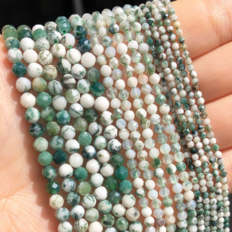 2mm 3mm 4mm Natural Stone Faceted Green Turquoises Amazonite Cat Eye Beads for Beadwork DIY Jewelry Making Bracelet Accessories - KiwisLove