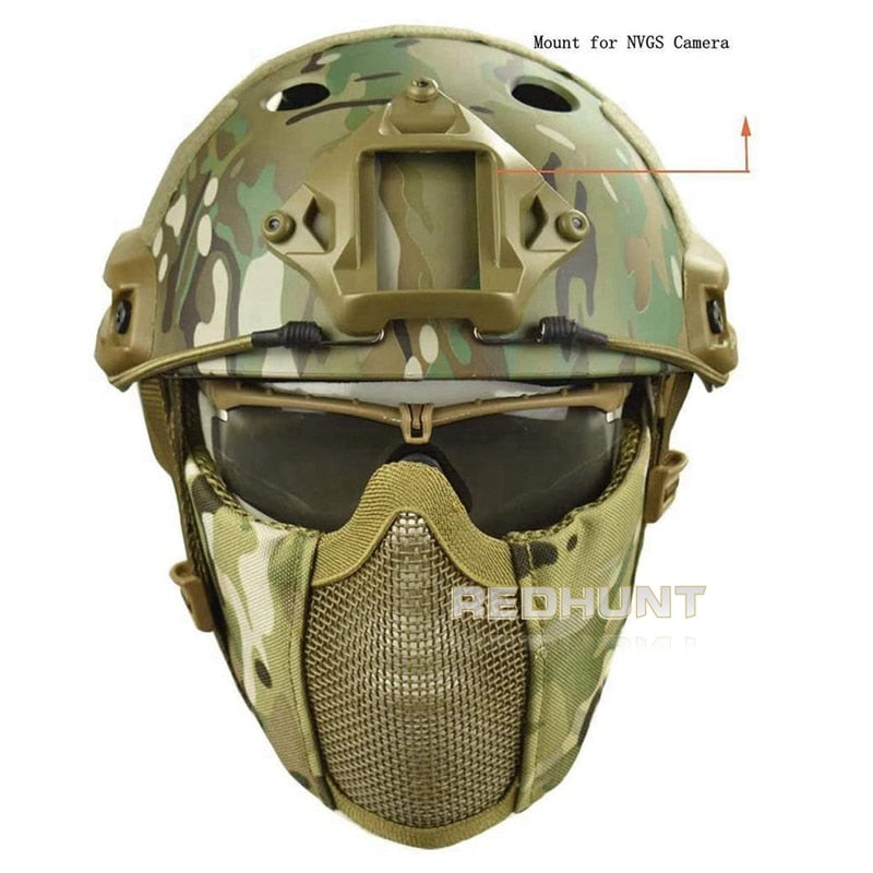 Paintball Fast Helmet Hunting Tactical Half Face Mask for Shooting Airsoft Mesh Breathable Eye Protective Mask - KiwisLove