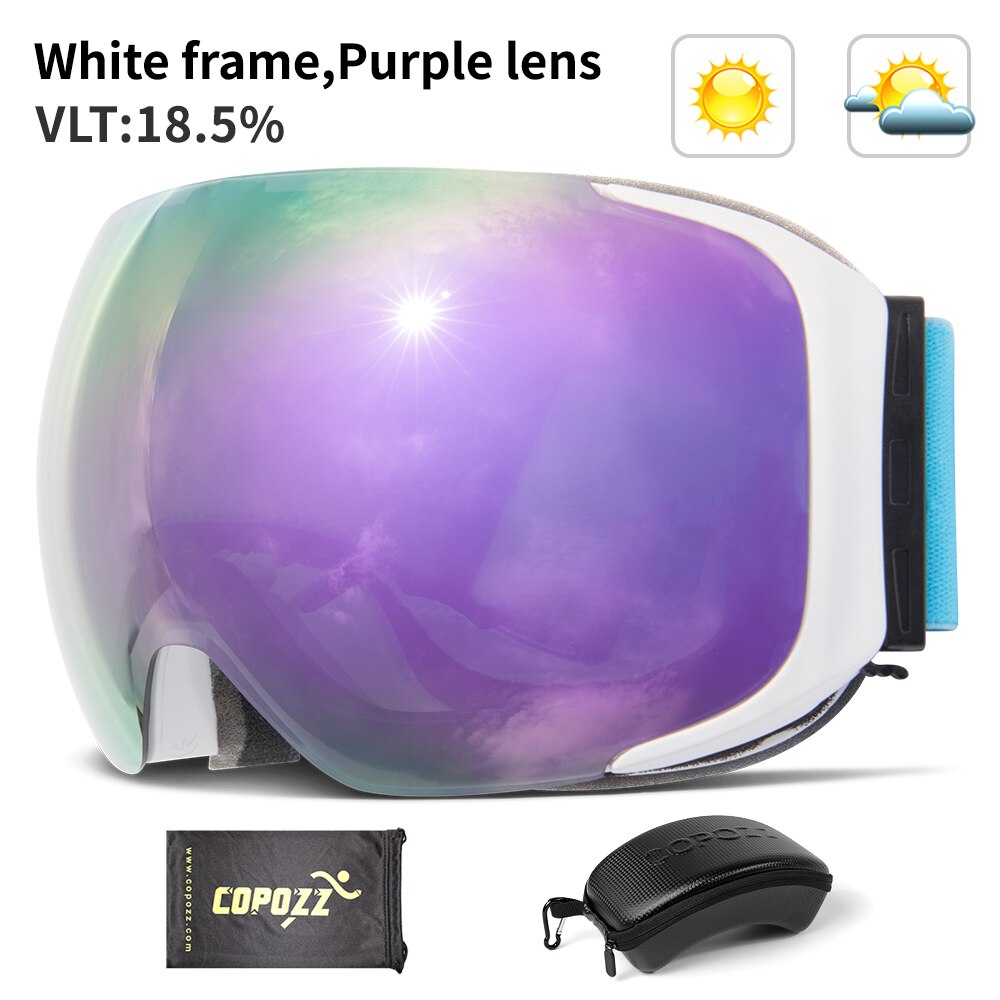 COPOZZ Brand Magnetic Snowboard Ski Goggles with Case 100% Anti-fog UV400 Double lens Protection Men and Women Snow Ski Glasses - KiwisLove