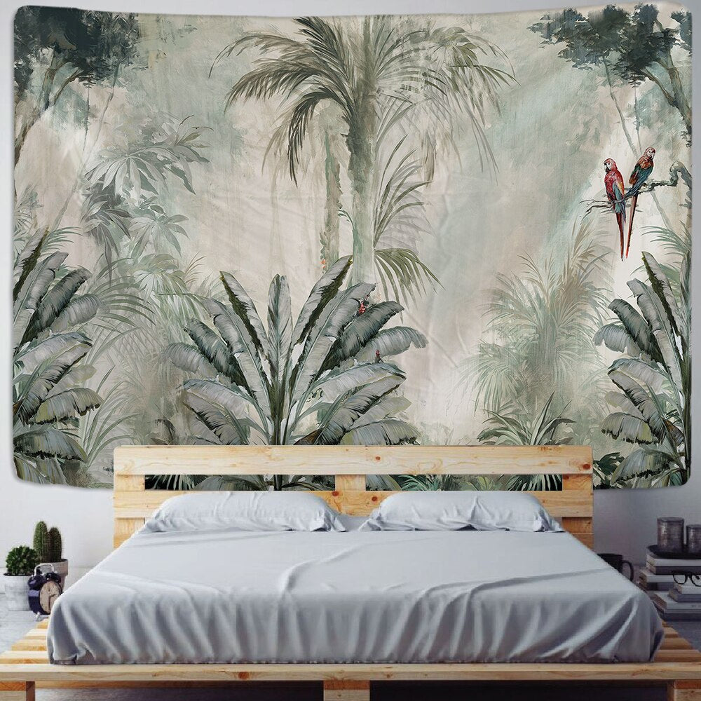 Tropical Plant Printed Tapestry Wall Hanging Nordic Ins Home Living Room Bedroom Fabric Hanging Painting Background Decoration - KiwisLove