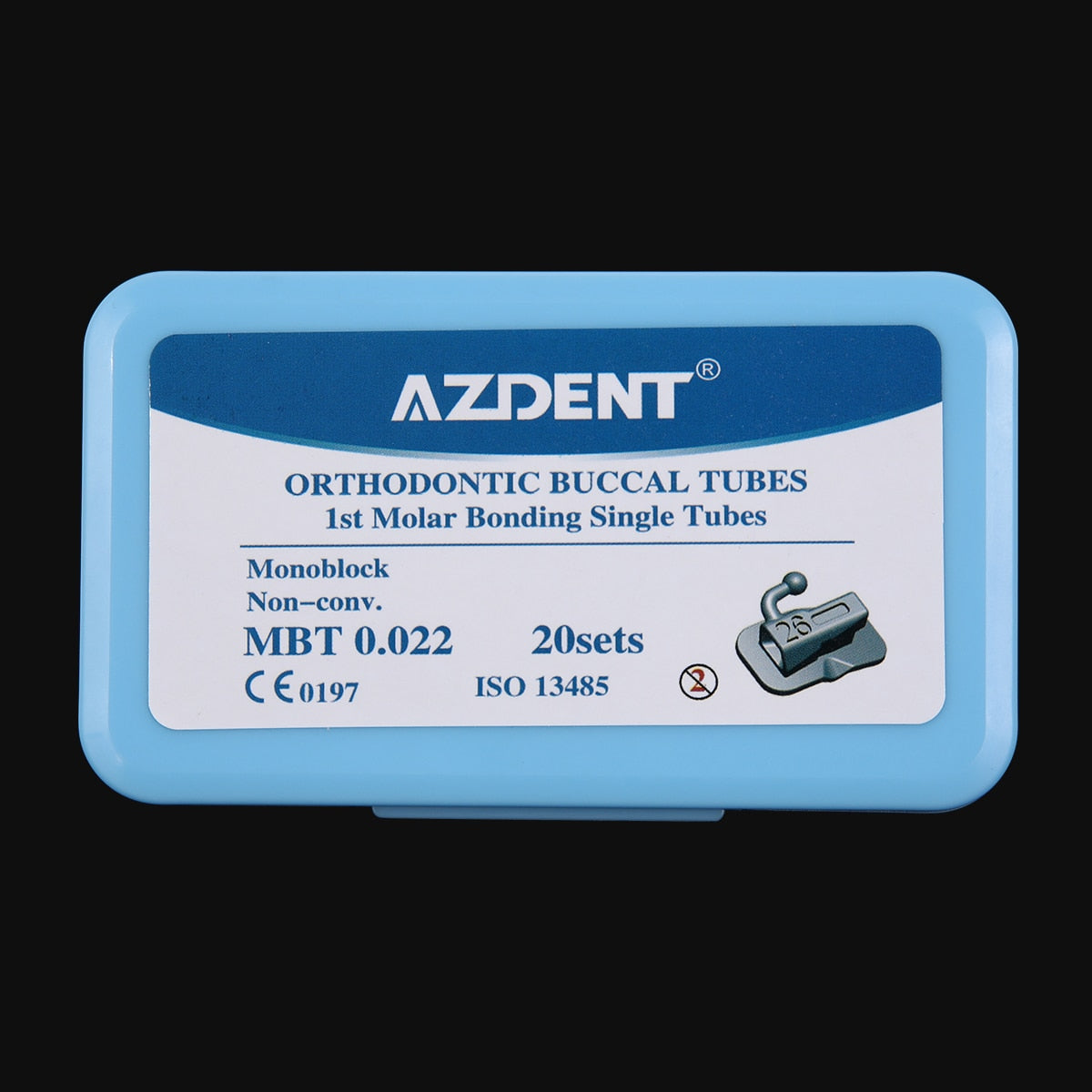 4Pcs/Set  20Sets=80Pcs AZDENT Dental Orthodontic Buccal Tubes 1st Molar Bondable Monoblock Non-Convertible Single Roth MBT 0.022 - KiwisLove