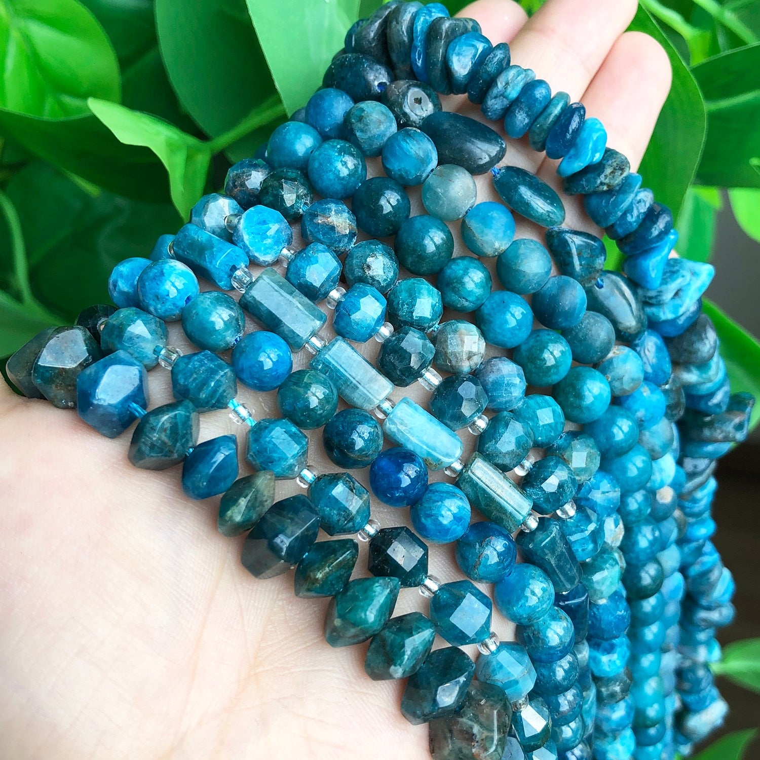 Natural Stone Blue Apatite Gem Beads Round Irregular Faceted Rondelle Loose Beads For Jewelry Making Diy Bracelets Accessories - KiwisLove