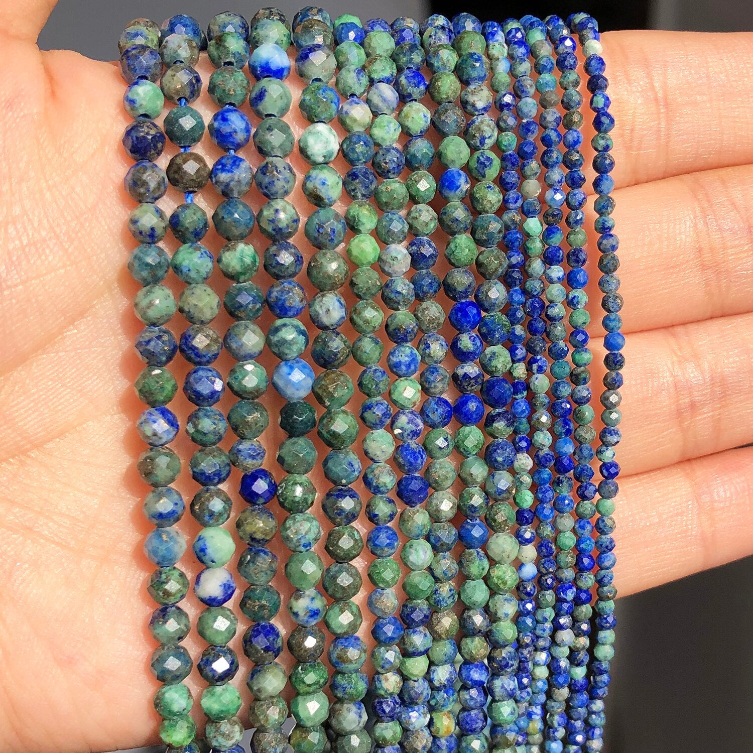 2 3 4 mm Lapis Lazuli Gems Stone Natural Faceted Loose Spacer Beads for Jewelry Making DIY Bracelet Earrings Accessories 15&#39;&#39; - KiwisLove